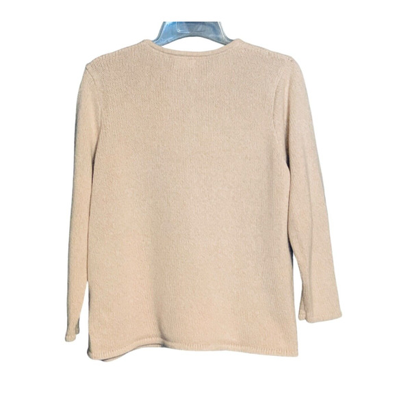 Vintage L.L. Bean Cardigan Sweater Plus Size 1X Oatmeal Heavyweight Cabin Cotton - Picture 8 of 9